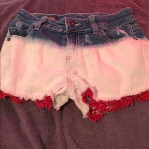 Red white and blue jean shorts
